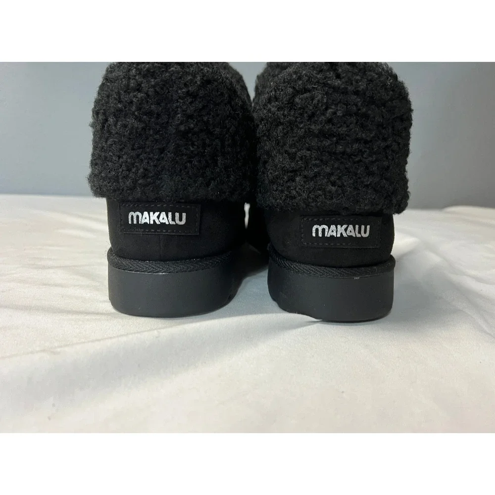 Makalu California Womens Black Faux Suede Shearling Trim‎ Ankle Boots Size 11